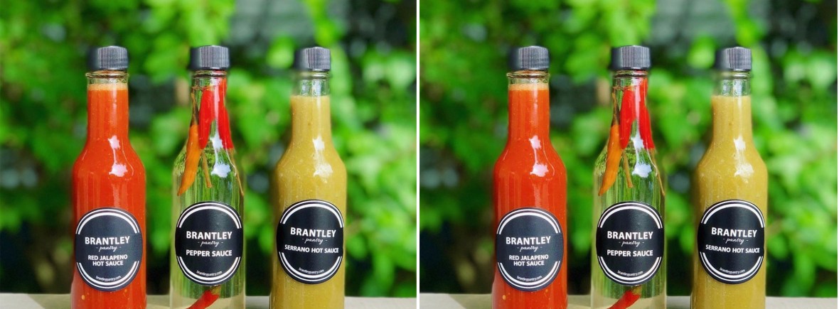 red jalapeno sauce, pepper sauce and green serrano hot sauce